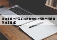 微信小程序开发的技术有哪些（微信小程序开发技术分析）